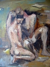 Dvojice na pláži, olej/plátno, 73×54 cm, 1977
