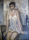 Sedící žena, olej/plátno, 125×100 cm, 1965
