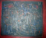 Z cyklu Labyrint písma, olej/plátno, 100×120 cm, 1991